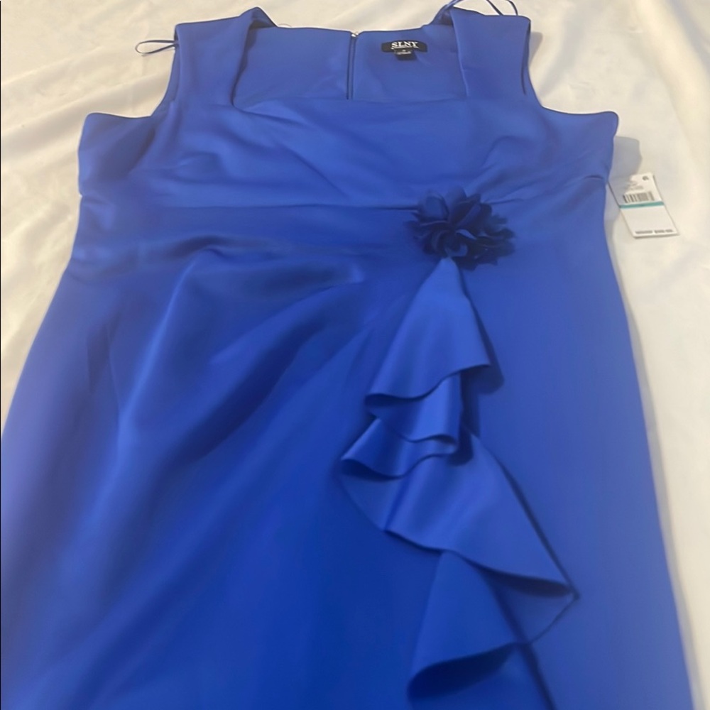 SLNY Women's Blue Sleeveless Dress